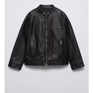 Kids Black Faux Leather Jacket